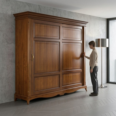 Echtholz Kleiderschrank Holzschrank Schrank Schlafzimmer Möbel Italien Neu