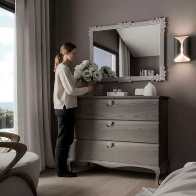 Kommode Spiegel Schrank Luxus Kommoden Regal Konsole Möbel Set 2tlg.