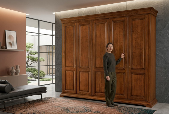 Schlafzimmer Kleiderschrank Schrank Holz Wohnzimmer Möbel Braun Italien