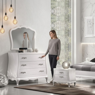 Kommode mit Spiegel Holz Kommoden Modernes Möbel Schlafzimmer Weiß Neu