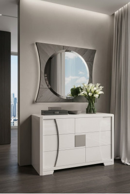 Kommode mit Spiegel Luxus Konsole Kommode Schlafzimmer Neu 2tlg. Set