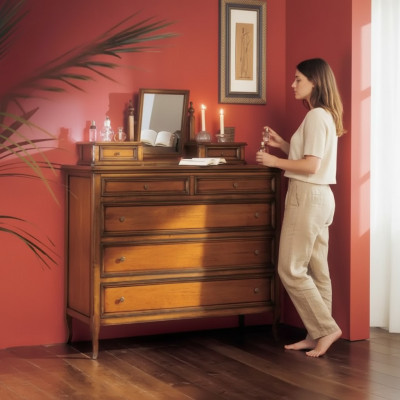 Luxus Kommode Braun Schrank Wohnzimmer Holz Design Klassische Möbel Neu
