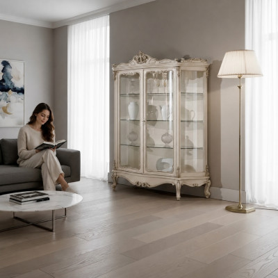 Vitrinen Glas Schrank Vitrine Wohnzimmer Holz Anrichte Luxus Möbel Neu