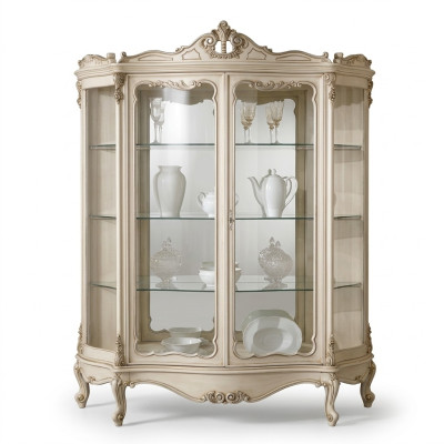Vitrinen Glas Schrank Vitrine Wohnzimmer Holz Anrichte Luxus Möbel Neu