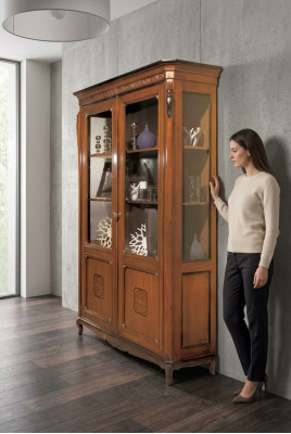 Luxus Schrank Holz Möbel Vitrine Regal Design Klassische Glasschrank