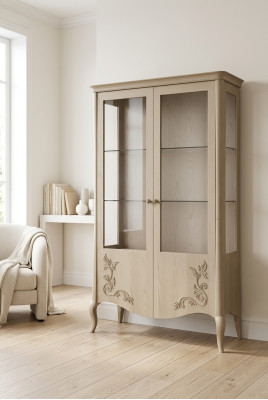 Vitrine Holz Luxus Klassische Anrichte Design Möbel Italienische Beige