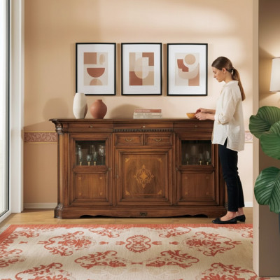 Sideboard Wohnzimmer Kommode mit Schubladen Holz Schrank Braun Neu