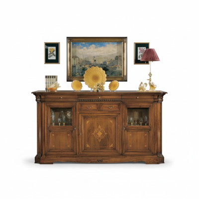 Sideboard Wohnzimmer Kommode mit Schubladen Holz Schrank Braun Neu