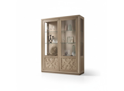 Vitrinen Holz Glas Schrank Braun Vitrine Wohnzimmer Möbel Anrichte Neu