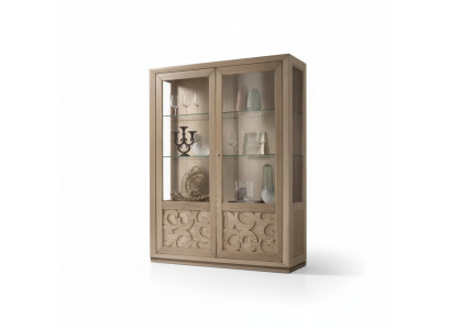 Vitrinen Holz Glas Schrank Braun Vitrine Wohnzimmer Möbel Anrichte Neu