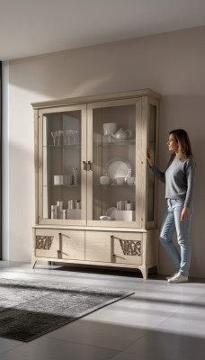 Luxus Vitrine 2 Tür Holz Schrank Wohnzimmer Glas Schränke Design Möbel