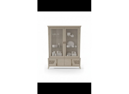 Luxus Vitrine 2 Tür Holz Schrank Wohnzimmer Glas Schränke Design Möbel