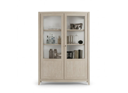 Vitrine Wohnzimmer Möbel Holz Vitrinen Glas Schrank Beige Anrichte Neu