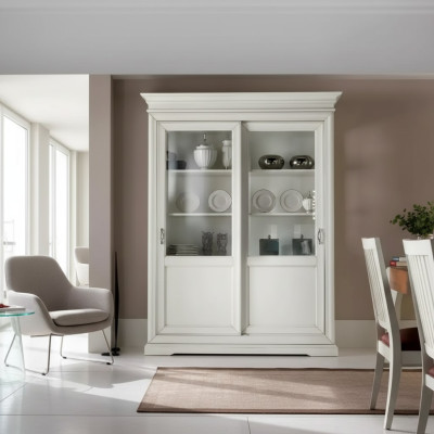 Vitrine Wohnzimmer Möbel Holz Vitrinen Glas Schrank Anrichte Weiß Neu