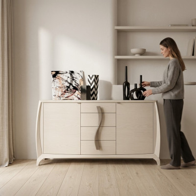 Sideboard Wohnzimmer Kommoden Klassische Schrank Beige Holzschrank Neu