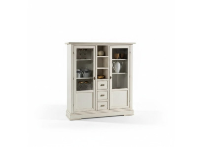 Wohnzimmer Möbel Holz Vitrine Glas Schrank Echtholz Anrichte Vitrine