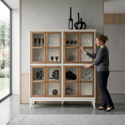 Vitrine Schränke Vitrinen Holz Luxus Wohnzimmer Möbel Weiß Schrank Neu