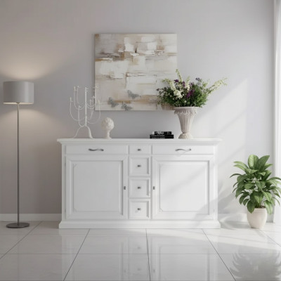 Luxus Kommode Weiß Sideboard Holz Schrank Wohnzimmer Möbel Italien