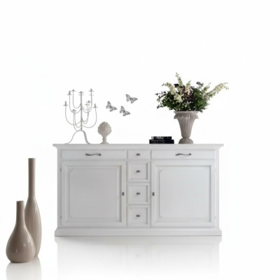 Luxus Kommode Weiß Sideboard Holz Schrank Wohnzimmer Möbel Italien