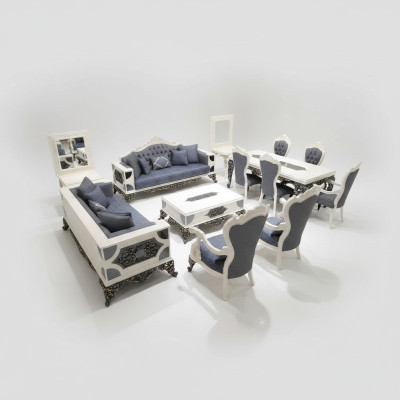 Modernes 4 tlg Wohnzimmer Set Stilvollen 2x Sofas Designer Sessel Neu