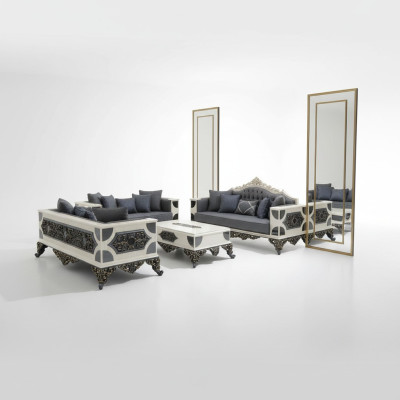 Luxuriöses Set zwei Edlen 3-Sitzer Sofas Hochwertigen Materialien Sofa Set