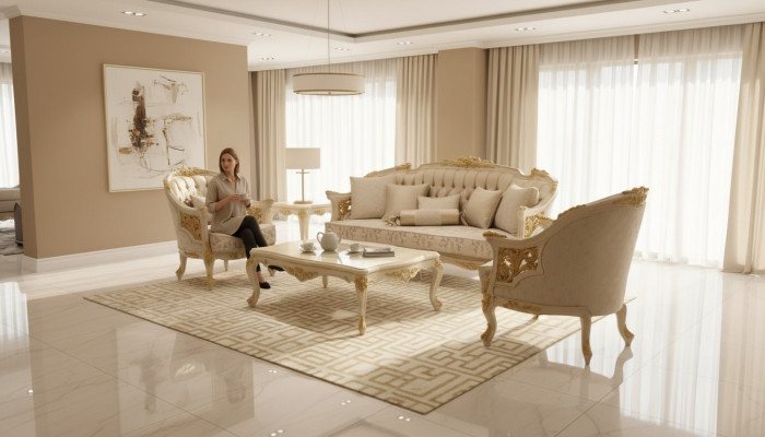 Luxus Sofagarnitur Set Wohnzimmer Sofa set Sofagarnitur 3+1+1+Couchtisch