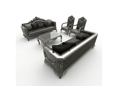 Design Mebel Wohnzimmer Sofagarnitur set 2x Sofa + 2x Sessel + Couchtisch Set