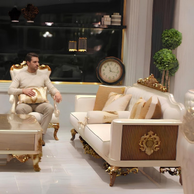Elegante Wohnzimmer Möbelset luxuriösen Sofa bequemen Sessel Set mit 2