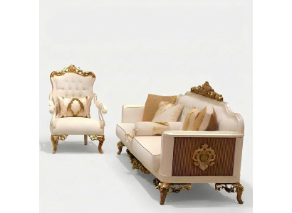 Elegante Wohnzimmer Möbelset luxuriösen Sofa bequemen Sessel Set mit 2