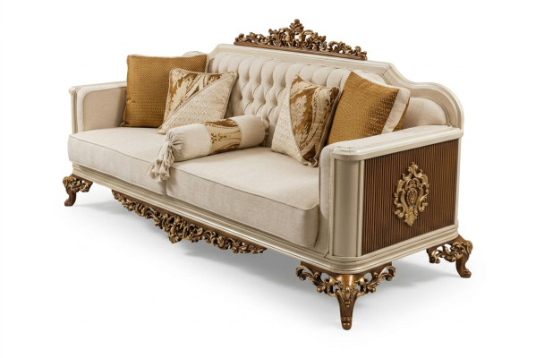Luxus 3 Sitzer Sofa Wohnzimmer Möbel Elegant Sofa 3 Sitzer Textil Beige