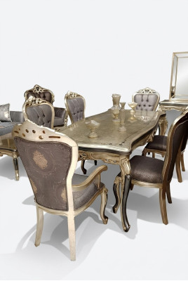 Exquisites Esszimmer Möbel luxuriösen Esstisch + 4x Tisch Stühle Gold