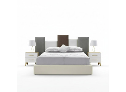 Schlafzimmer Set Bett 2x Nachttisch Holz weiß komplett Modern 3tlg