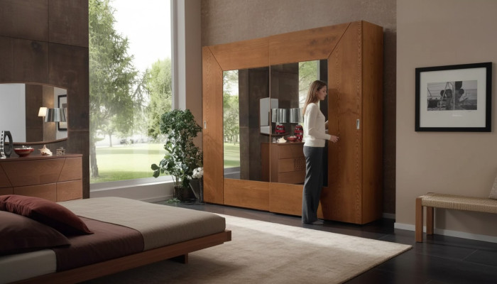 Schlafzimmer Kleiderschrank Holz Schrank Modern braun Kleiderschränke