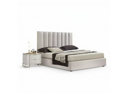 Schlafzimmer Set Luxus Bett 2x Nachttische Design neu weiß 3tlg Modern
