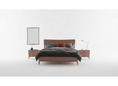 Schlafzimmer Set Luxus Bett 2x Nachttische Design neu braun 3tlg Modern