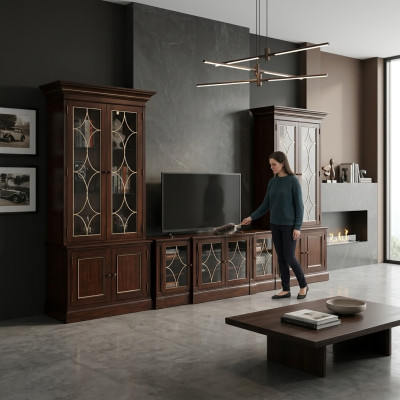 Wohnzimmer Set 2x Vitrine TV Ständer CouchtischSet Wohnmöbel Modern