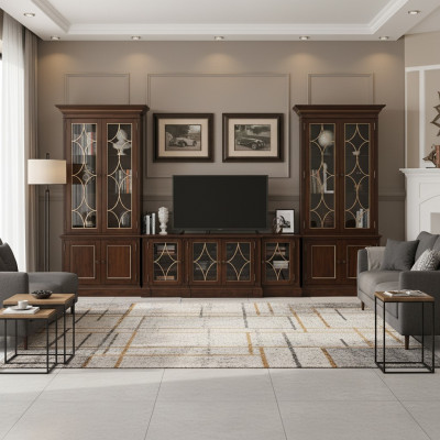 TV-Ständer 2x Vitrine Moderne Wohnwand Wohnzimmer Set  Modern 3tlg