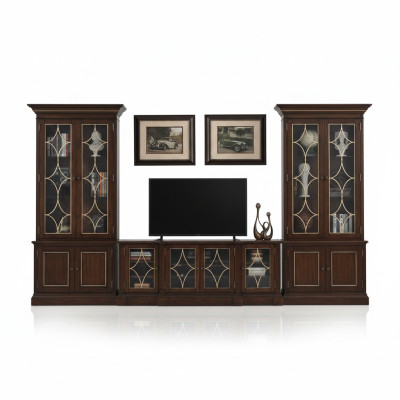 TV-Ständer 2x Vitrine Moderne Wohnwand Wohnzimmer Set  Modern 3tlg