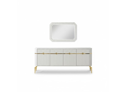 Sideboard Spiegel Design Möbel Konsole Holz Wohnzimmer Designer
