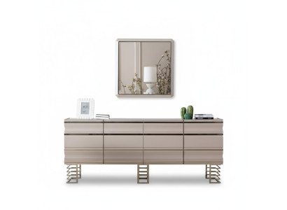 Wohnzimmer beige Sideboard Spiegel Design Möbel Konsole Holz Designer