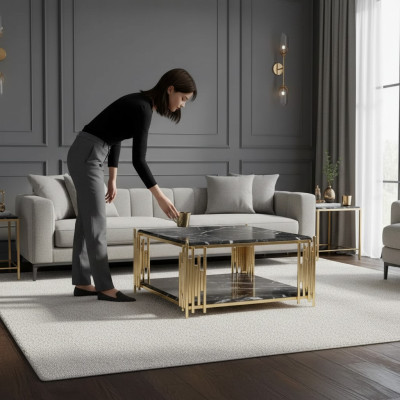 Couchtisch Wohnzimmer Möbel Tisch Luxus Beistelltisch schwarz Design