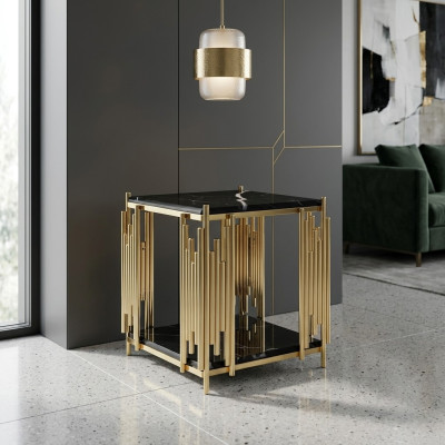 Beistelltisch Wohnzimmer Möbel Material schwarz Edelstahl Design