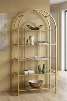 Wohnzimmer Regal Raumteiler Standregal Bücherschrank Aufbewahrung Gold