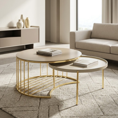 Modern 2x Couchtische Edelstah Kaffeetisch Wohnzimmertisch neu gold