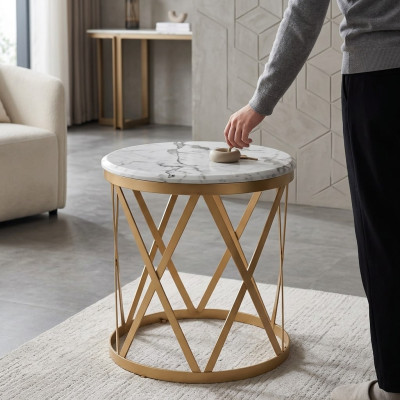 Wohnzimmer Beistelltisch gold Modern Möbel Material Edelstahl Design neu