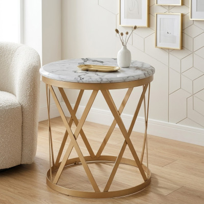 Wohnzimmer Beistelltisch gold Modern Möbel Material Edelstahl Design neu