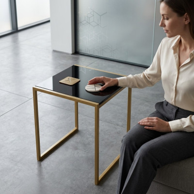 Wohnzimmer Beistelltisch Möbel Stil Modern Material Edelstahl Design