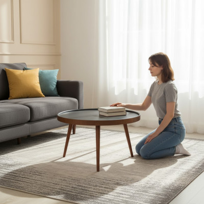Rund Küche Esstisch Couchtisch Farbe Braun Neu Stil Modern Holz