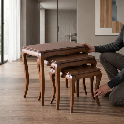 Beistelltisch 3x braun Wohnzimmer Möbel Material Edelstahl Design neu