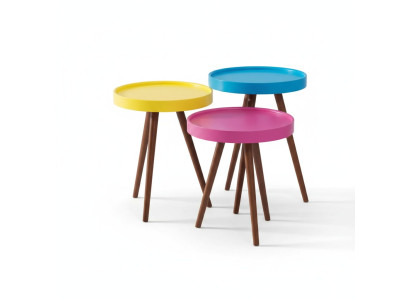 Beistelltisch 3x braun Wohnzimmer Möbel Material Holz Design neu